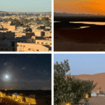 Merzouga desert, golden dunes, Berber villages, and Atlas Mountains. Designed for use as a banner or visual header on the MorokoTour website, it reflects the natural beauty and cultural richness of southern Morocco. Ideal for attracting travelers interested in desert tours, camel treks, and authentic Sahara experiences.