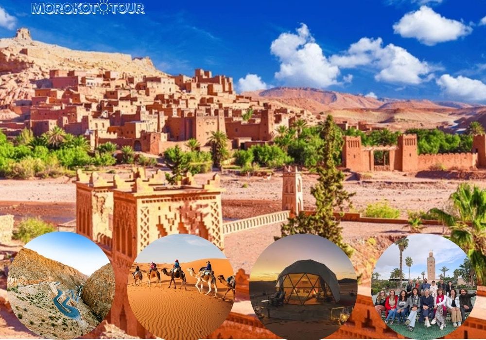 “3 Days Fes to Merzouga desert tour – camel trek in Erg Chebbi dunes, overnight in Sahara camp, and journey through Atlas Mountains, Ifrane, Azrou, Ziz Valley, and Todra Gorge.”