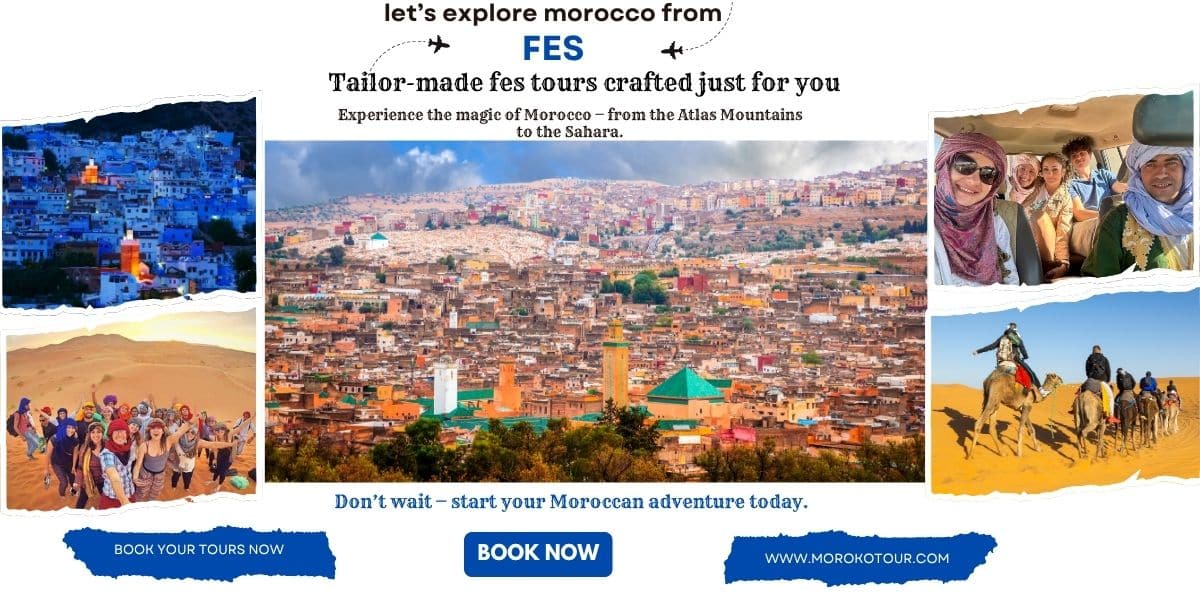 Fes Medina rooftops at sunset, starting point for authentic tours from Fes and Desert Tours from Fes to Marrakech