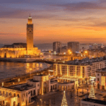 Hassan II Mosque in Casablanca at sunset Morocco