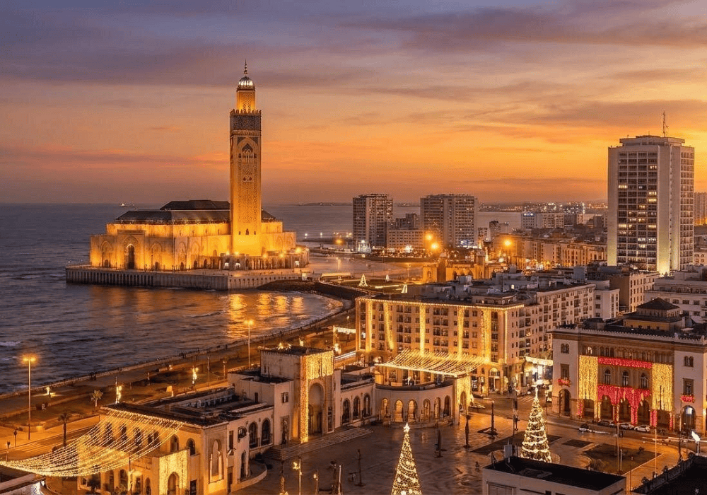Hassan II Mosque Casablanca Hassan II Mosque in Casablanca at sunset Morocco